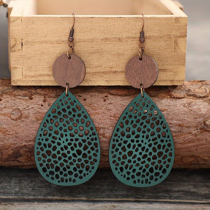 Vintage PU Leather Drop Earrings | Iron Hooks