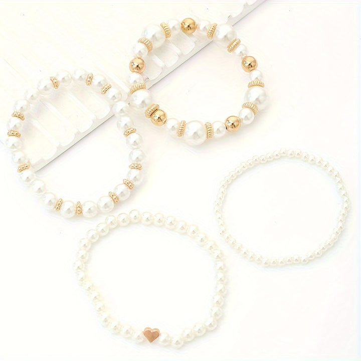 French Pearl Beaded Love Bracelet Set