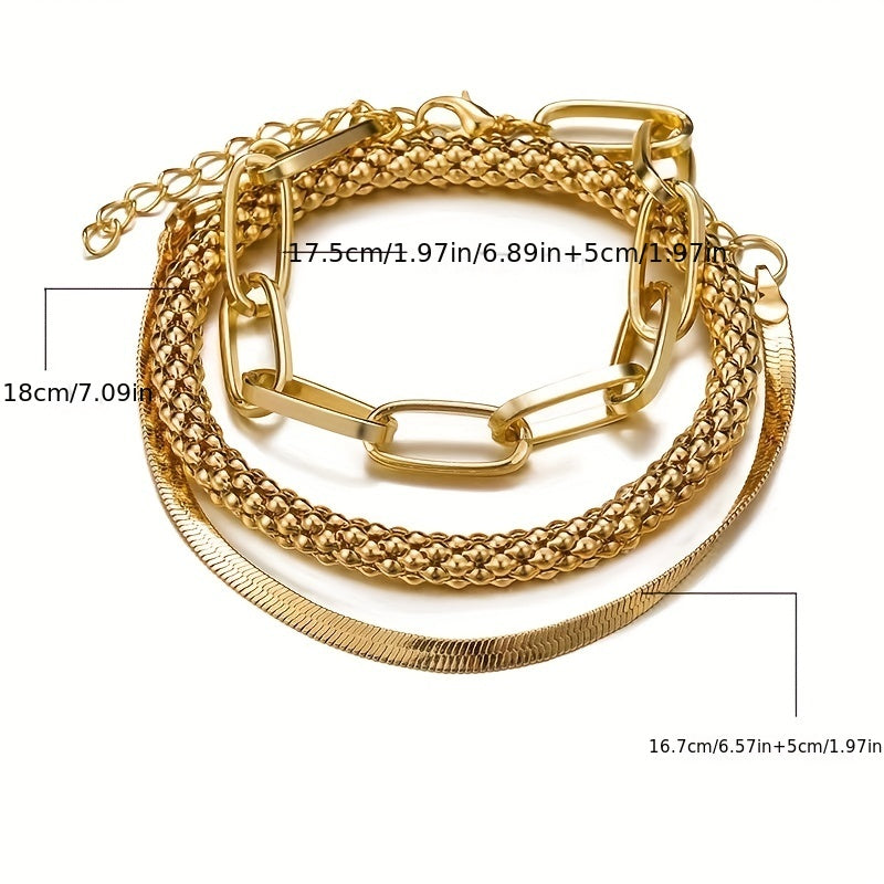Vintage Multi-Layer Snake Bone Chain Bracelet Set