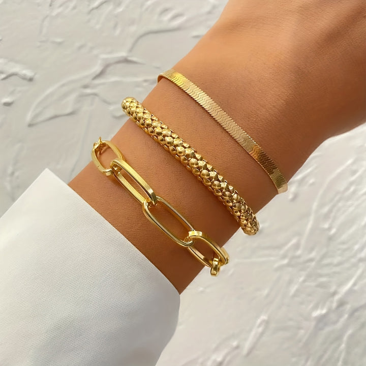 Vintage Multi-Layer Snake Bone Chain Bracelet Set
