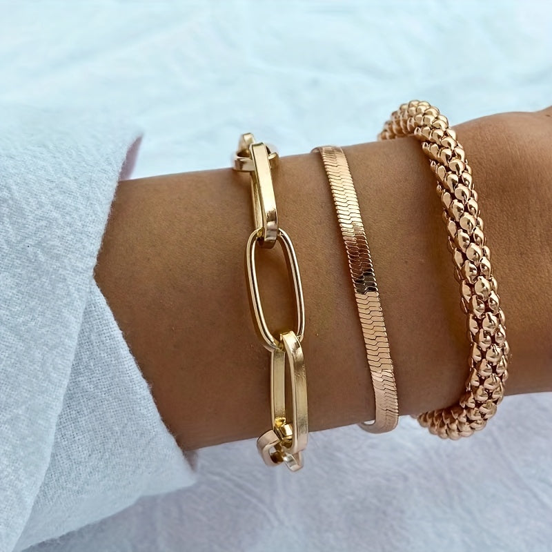 Vintage Multi-Layer Snake Bone Chain Bracelet Set