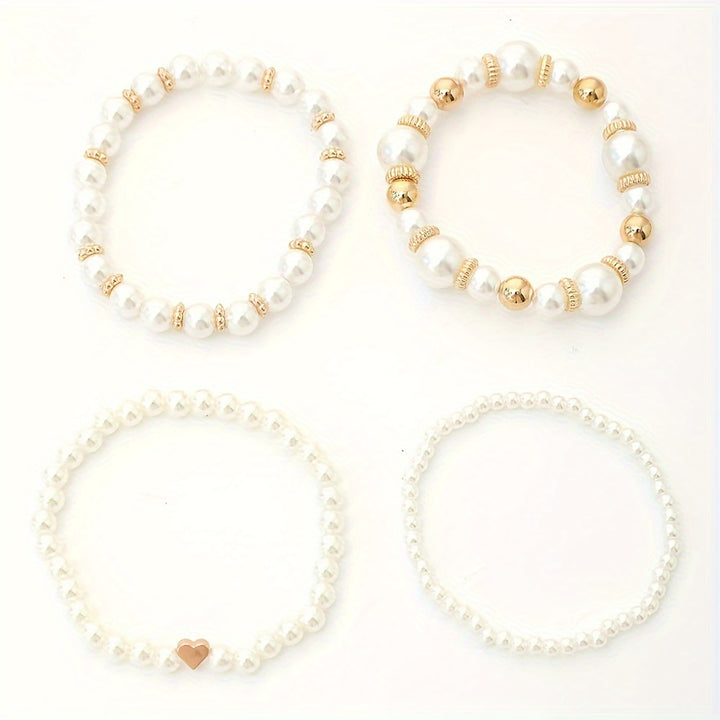 French Pearl Beaded Love Bracelet Set