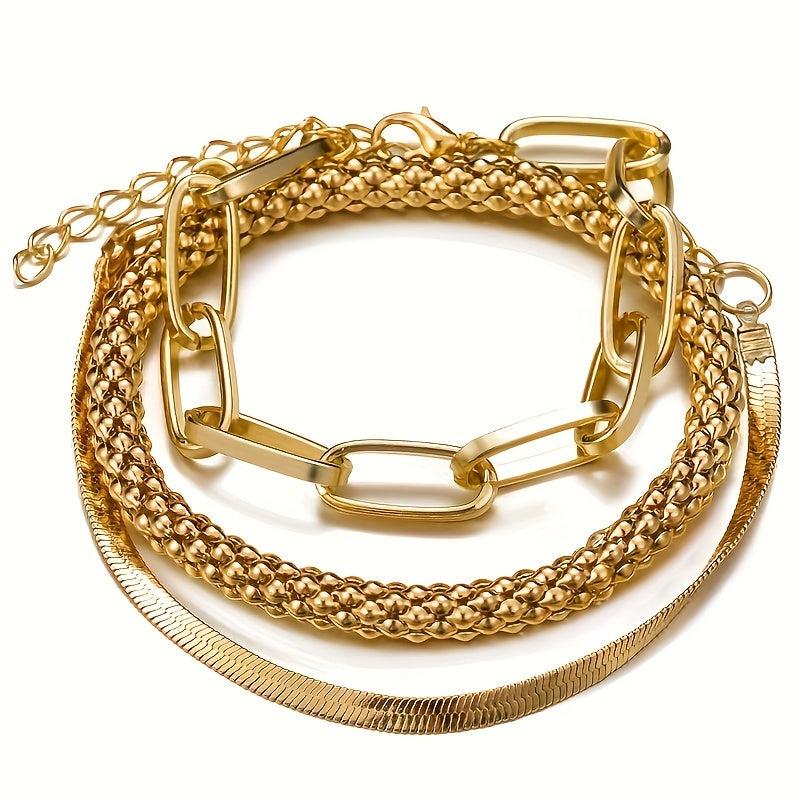 Vintage Multi-Layer Snake Bone Chain Bracelet Set