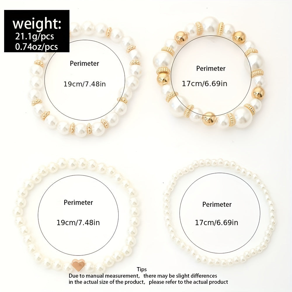 French Pearl Beaded Love Bracelet Set
