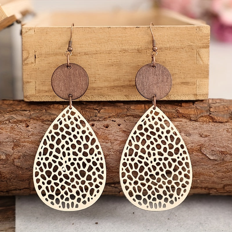 Vintage PU Leather Drop Earrings | Iron Hooks