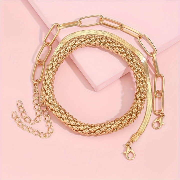 Vintage Multi-Layer Snake Bone Chain Bracelet Set