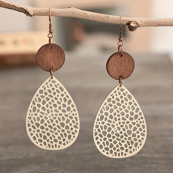 Vintage PU Leather Drop Earrings | Iron Hooks