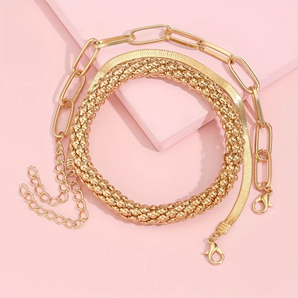 Vintage Multi-Layer Snake Bone Chain Bracelet Set