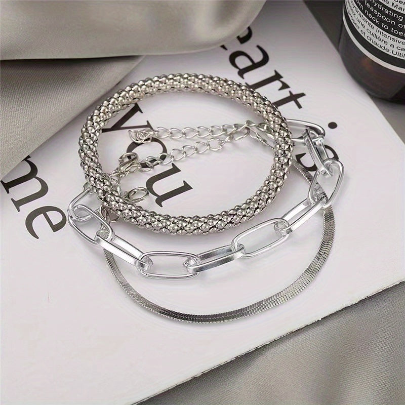 Vintage Multi-Layer Snake Bone Chain Bracelet Set
