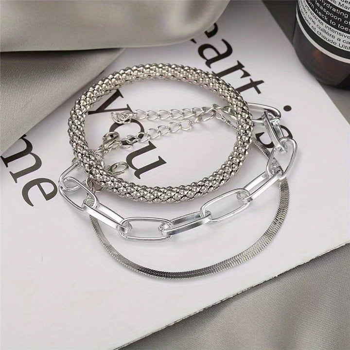 Vintage Multi-Layer Snake Bone Chain Bracelet Set