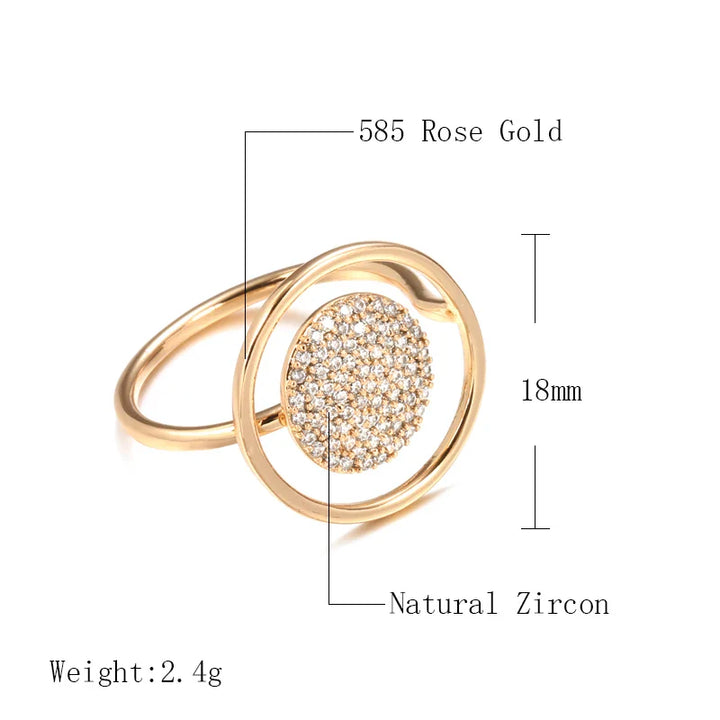 Anillo de dama único con recubrimiento de circonita, oro rosa de 585