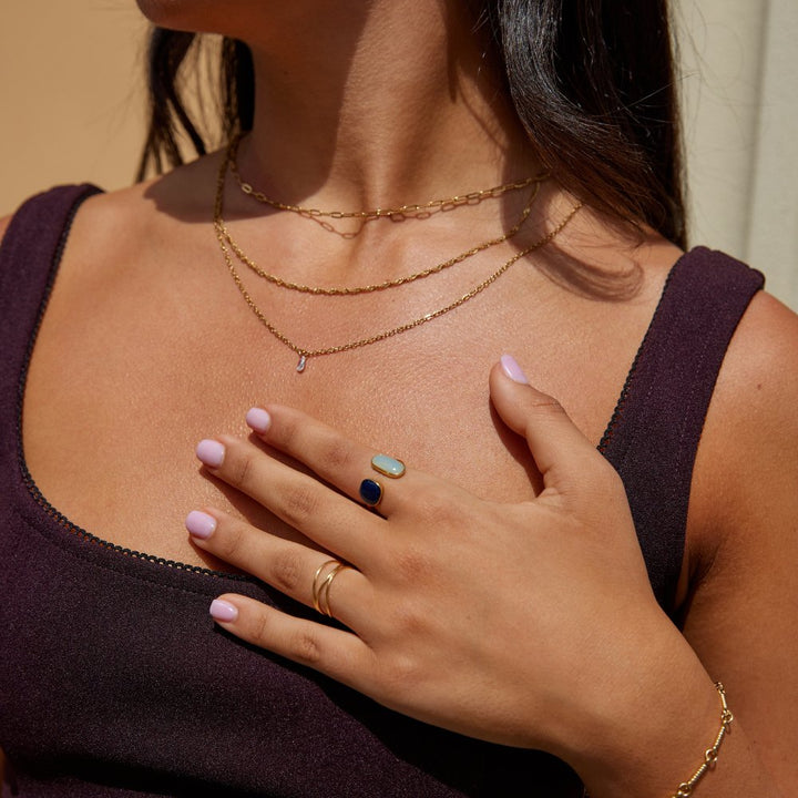 Anillo abrazo con aguamarina