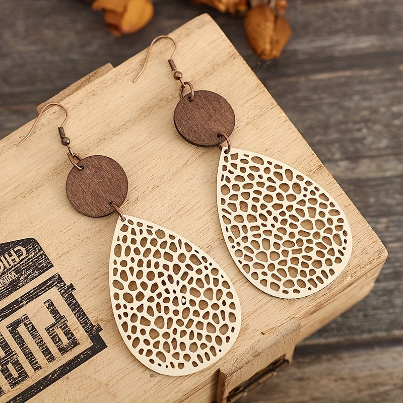 Vintage PU Leather Drop Earrings | Iron Hooks