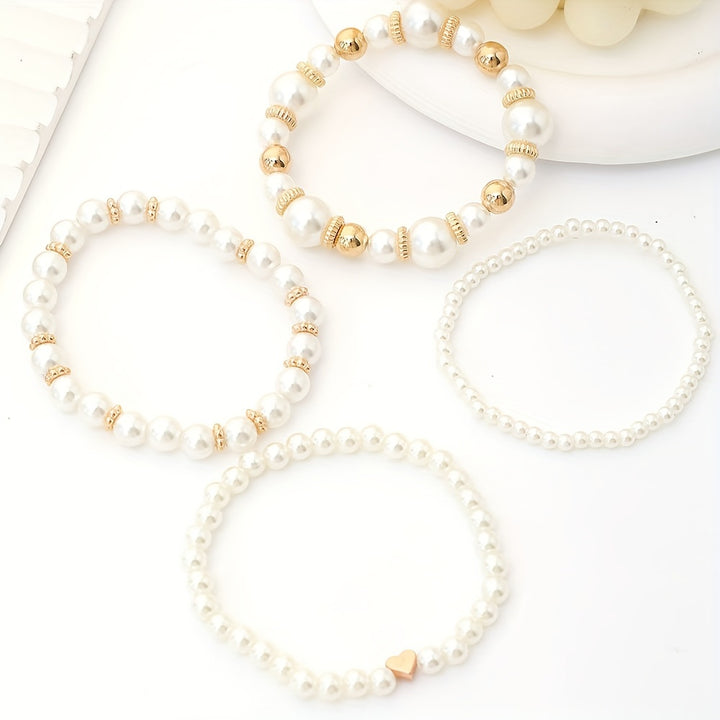 French Pearl Beaded Love Bracelet Set