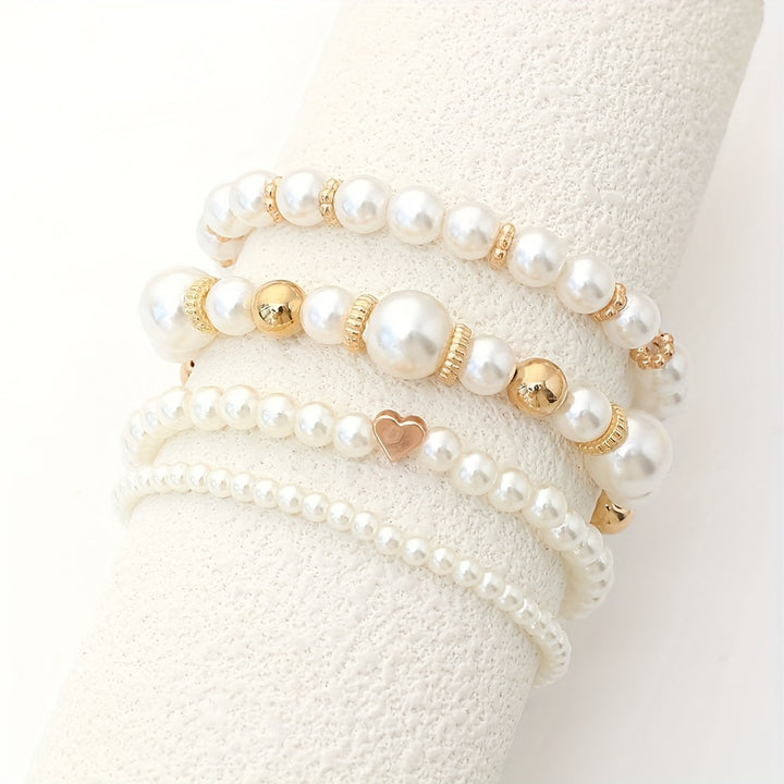 French Pearl Beaded Love Bracelet Set