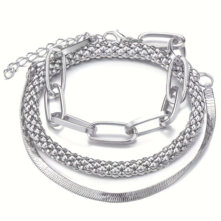 Vintage Multi-Layer Snake Bone Chain Bracelet Set