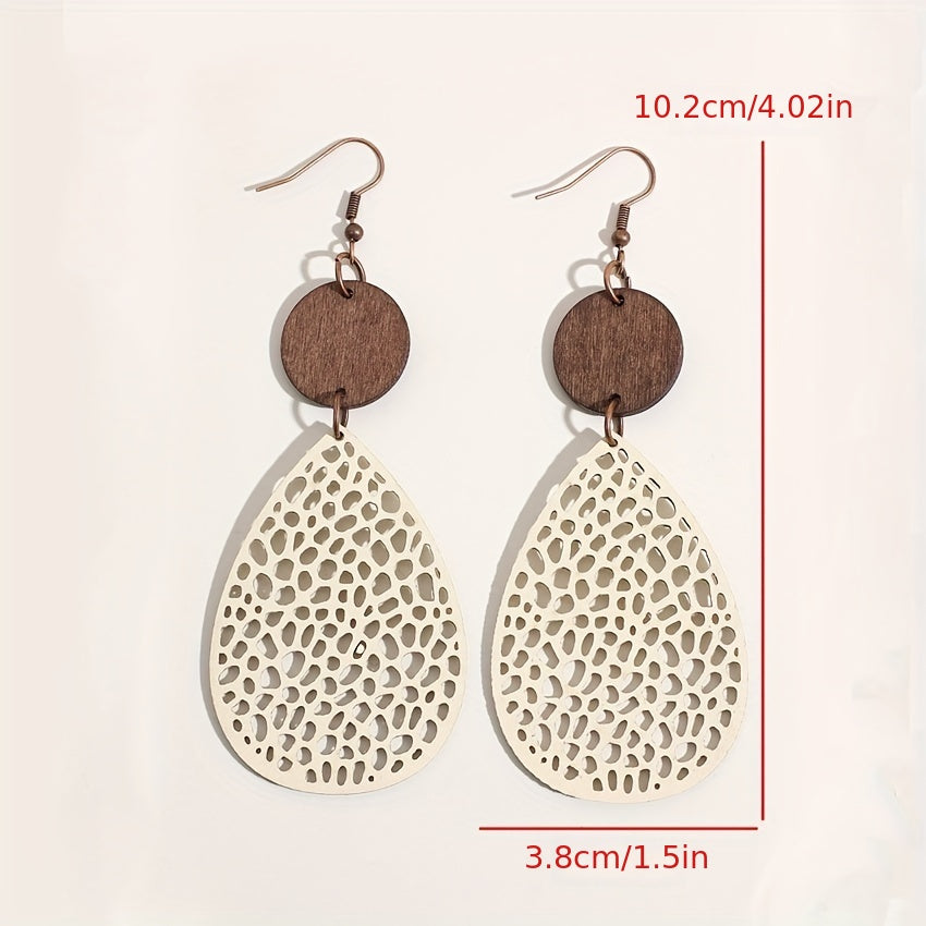 Vintage PU Leather Drop Earrings | Iron Hooks