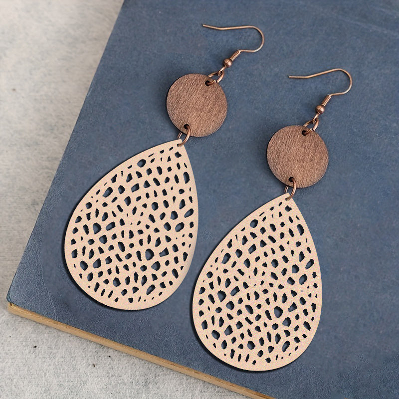 Vintage PU Leather Drop Earrings | Iron Hooks