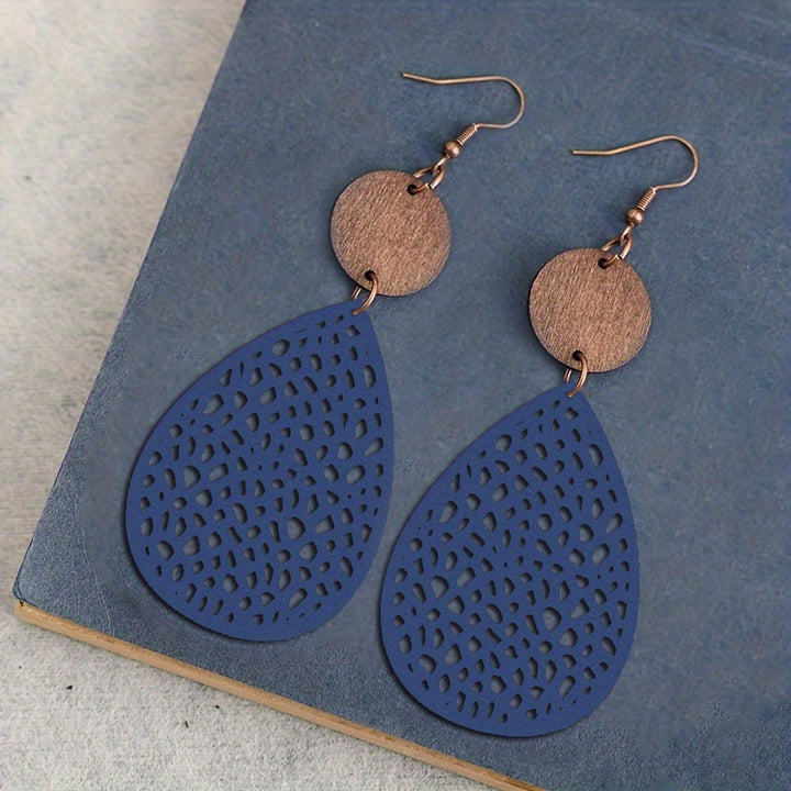 Vintage PU Leather Drop Earrings | Iron Hooks