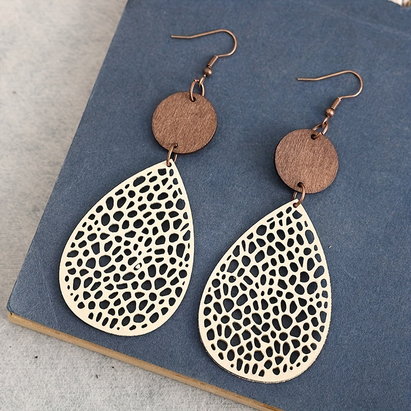 Vintage PU Leather Drop Earrings | Iron Hooks